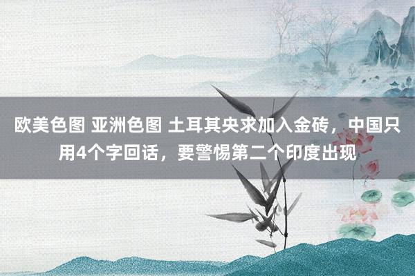 欧美色图 亚洲色图 土耳其央求加入金砖，中国只用4个字回话，要警惕第二个印度出现