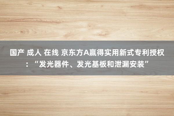 国产 成人 在线 京东方A赢得实用新式专利授权：“发光器件、发光基板和泄漏安装”
