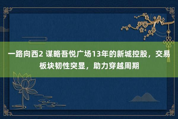一路向西2 谋略吾悦广场13年的新城控股，交易板块韧性突显，助力穿越周期