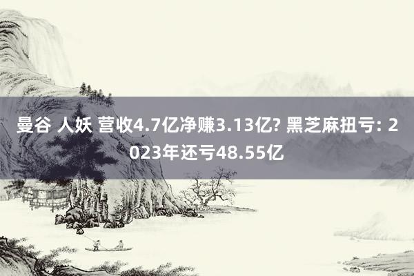 曼谷 人妖 营收4.7亿净赚3.13亿? 黑芝麻扭亏: 2023年还亏48.55亿